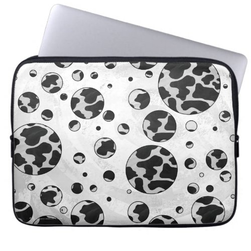 Polka Dot Cow Black and White Print Laptop Sleeve
