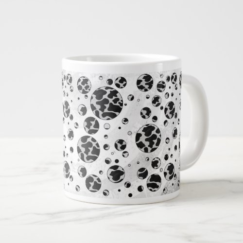 Polka Dot Cow Black and White Print Large Coffee Mug