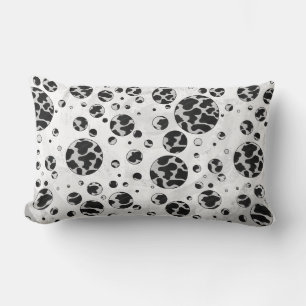 Polka Dot Cow Black and White Print Lumbar Pillow