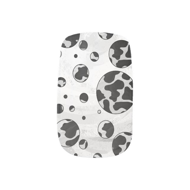 Polka Dot Cow Black and White Print Minx Nail Wraps (Left Thumb)