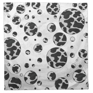 Polka Dot Cow Black and White Print Napkin