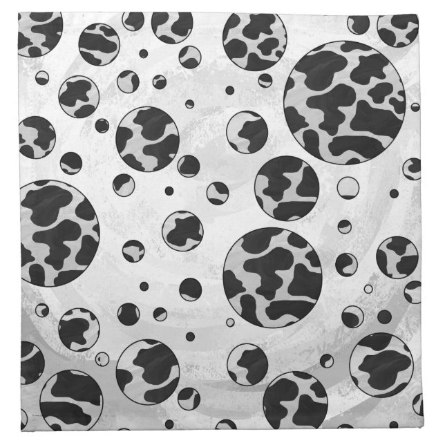 Polka Dot Cow Black and White Print Napkin (Front)