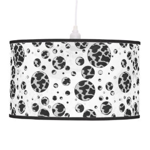 Polka Dot Cow Black and White Print Pendant Lamp
