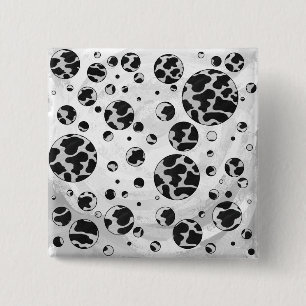 Polka Dot Cow Black and White Print Pinback Button