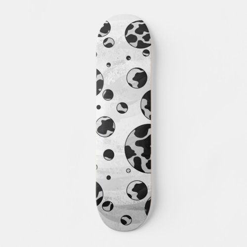 Polka Dot Cow Black and White Print Skateboard