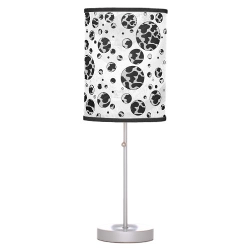 Polka Dot Cow Black and White Print Table Lamp