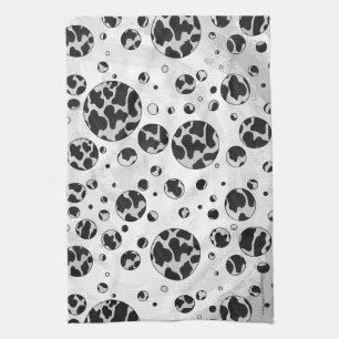 Polka Dot Cow Black and White Print Towel