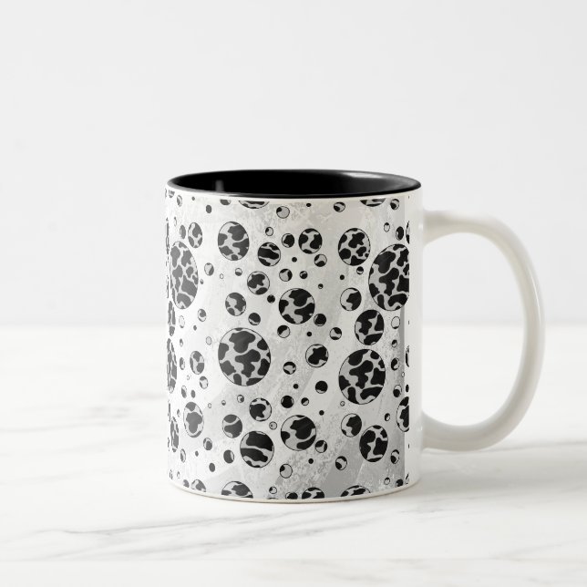 Polka Dot Cow Black and White Print Two-Tone Coffee Mug (Right)