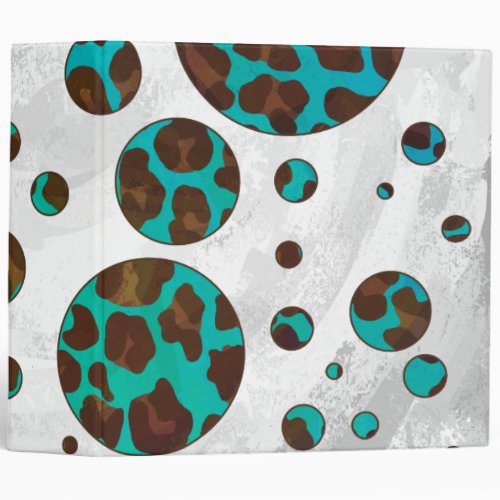 Polka Dot Cow Brown and Teal Print Binder