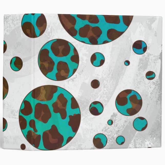 Polka Dot Cow Brown and Teal Print Binder (Front/Spine)