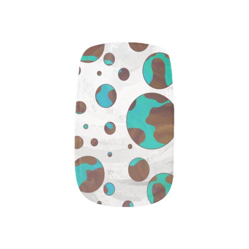 Polka Dot Cow Brown and Teal Print Minx Nail Art