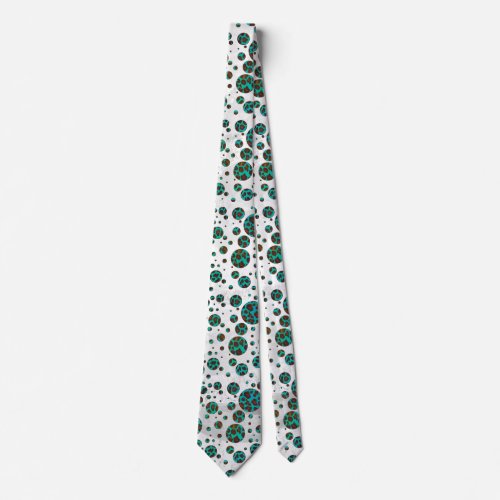 Polka Dot Cow Brown and Teal Print Neck Tie