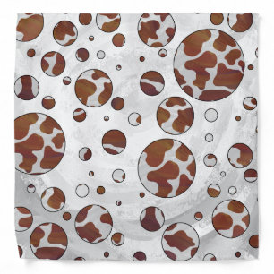Polka Dot Cow Brown and White Print Bandana