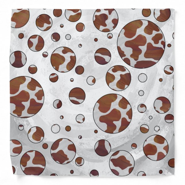 Polka Dot Cow Brown and White Print Bandana (Front)