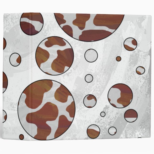 Polka Dot Cow Brown and White Print Binder (Front/Spine)