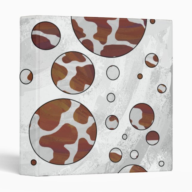 Polka Dot Cow Brown and White Print Binder (Front/Spine)