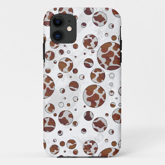 Polka Dot Cow Brown and White Print Case-Mate iPhone Case (Back)