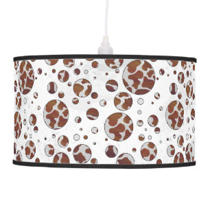 Polka Dot Cow Brown and White Print Ceiling Lamp