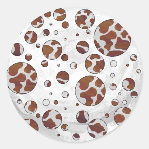 Polka Dot Cow Brown and White Print Classic Round Sticker
