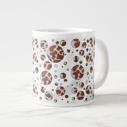 Polka Dot Cow Brown and White Print Giant Coffee Mug