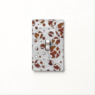 Polka Dot Cow Brown and White Print Light Switch Cover