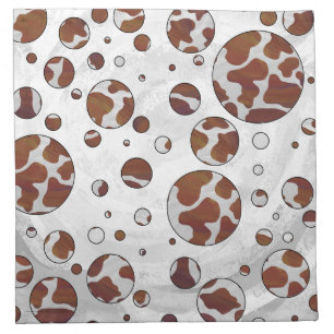 Polka Dot Cow Brown and White Print Napkin