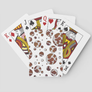 Polka Dot Cow Brown and White Print Poker Cards