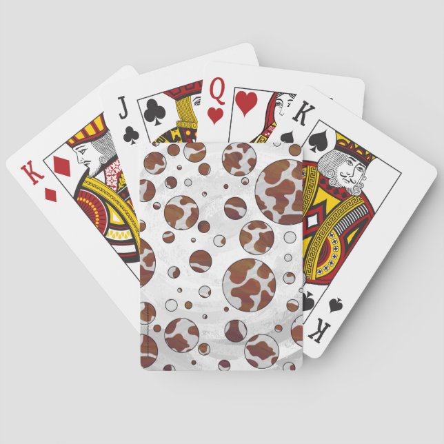 Polka Dot Cow Brown and White Print Poker Cards (Back)