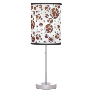 Polka Dot Cow Brown and White Print Table Lamp