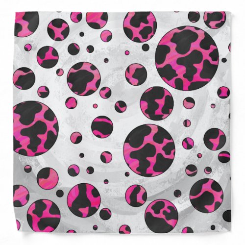 Polka Dot Cow Hot Pink and Black Print Bandana