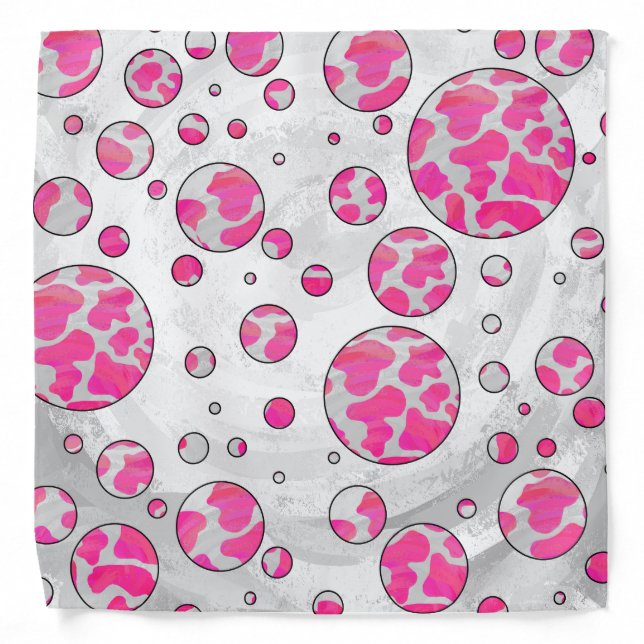 Polka Dot Cow Pink and White Bandana (Front)