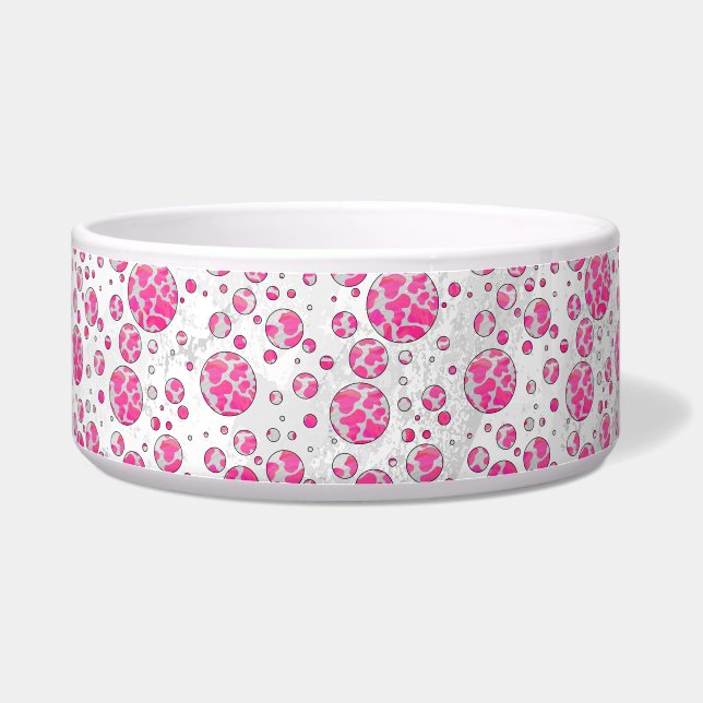 Polka Dot Cow Pink and White Bowl (Right)