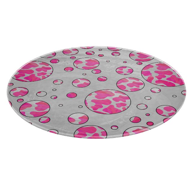 Polka Dot Cow Pink and White Cutting Board (Corner)