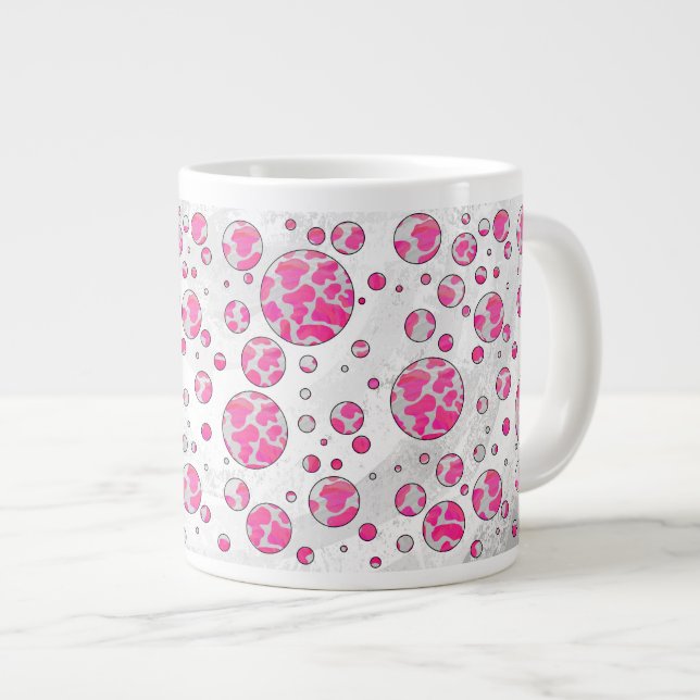 Polka Dot Cow Pink and White Giant Coffee Mug (Front Right)