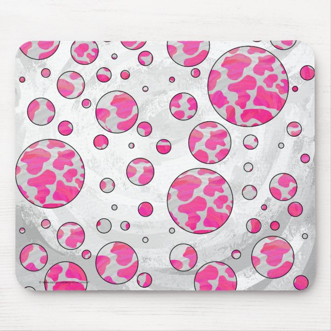 Polka Dot Cow Pink and White Mouse Pad (Front)