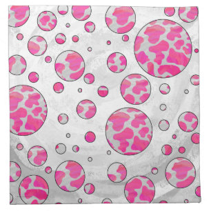 Polka Dot Cow Pink and White Napkin