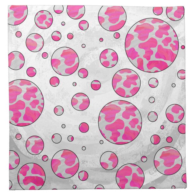 Polka Dot Cow Pink and White Napkin (Front)
