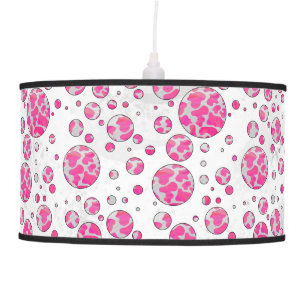 Polka Dot Cow Pink and White Pendant Lamp