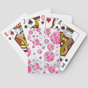Polka Dot Cow Pink and White Poker Cards