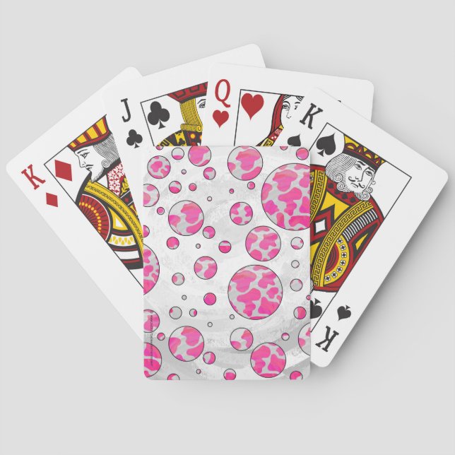 Polka Dot Cow Pink and White Poker Cards (Back)