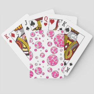 Polka Dot Cow Pink and White Poker Cards