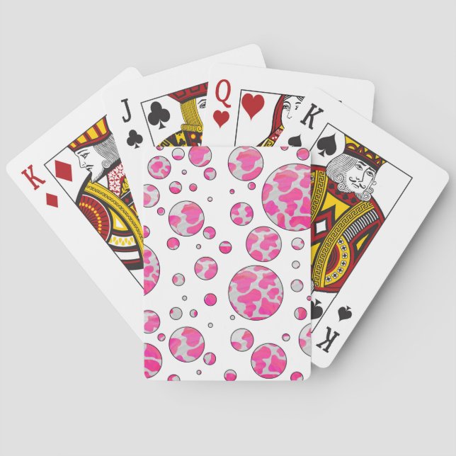 Polka Dot Cow Pink and White Poker Cards (Back)