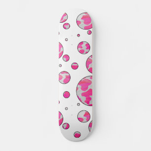 Polka Dot Cow Pink and White Skateboard Deck