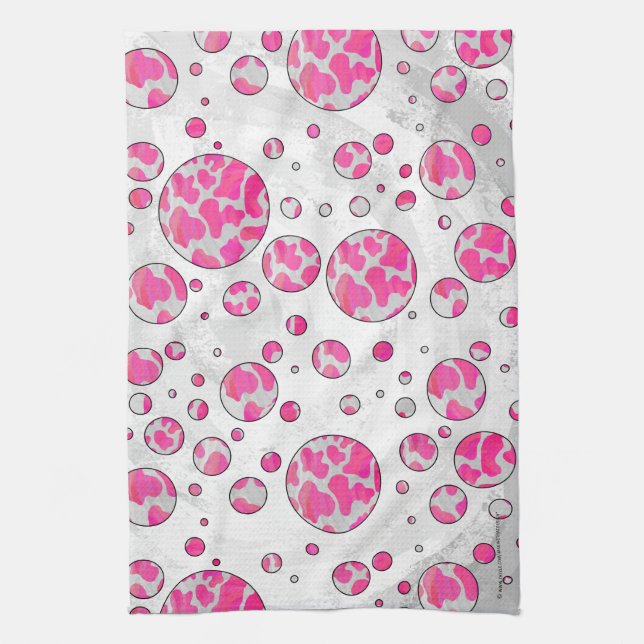 Polka Dot Cow Pink and White Towel (Vertical)