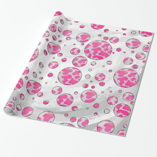 Polka Dot Cow Pink and White Wrapping Paper