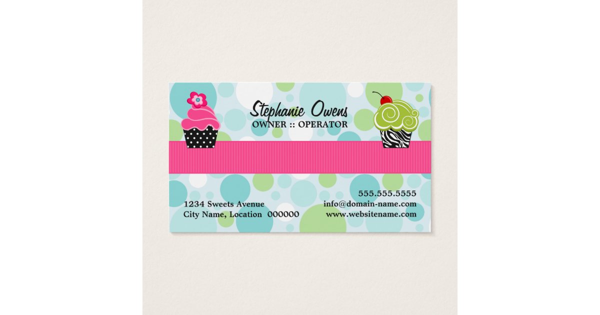 Polka Dot Crazy Cupcake Bakery Business Card | Zazzle