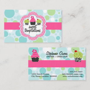 Polka Dot Crazy Cupcake Bakery Business Card