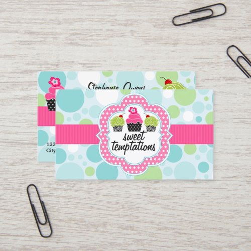 Polka Dot Crazy Cupcake Bakery Business Card