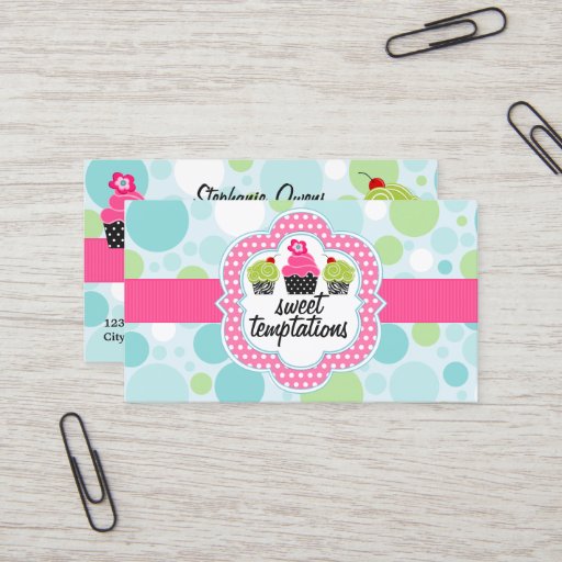 Customizable Polka Dot Crazy Cupcake Bakery Business Card Templates
