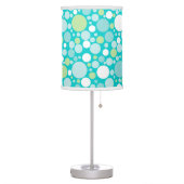 Polka Dot Crazy Pattern Turquoise Green White Table Lamp (Left)